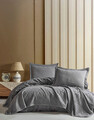 Set cuvertura pique dubla, Gorian - Grey, Şaheser, Bumbac Ranforce
