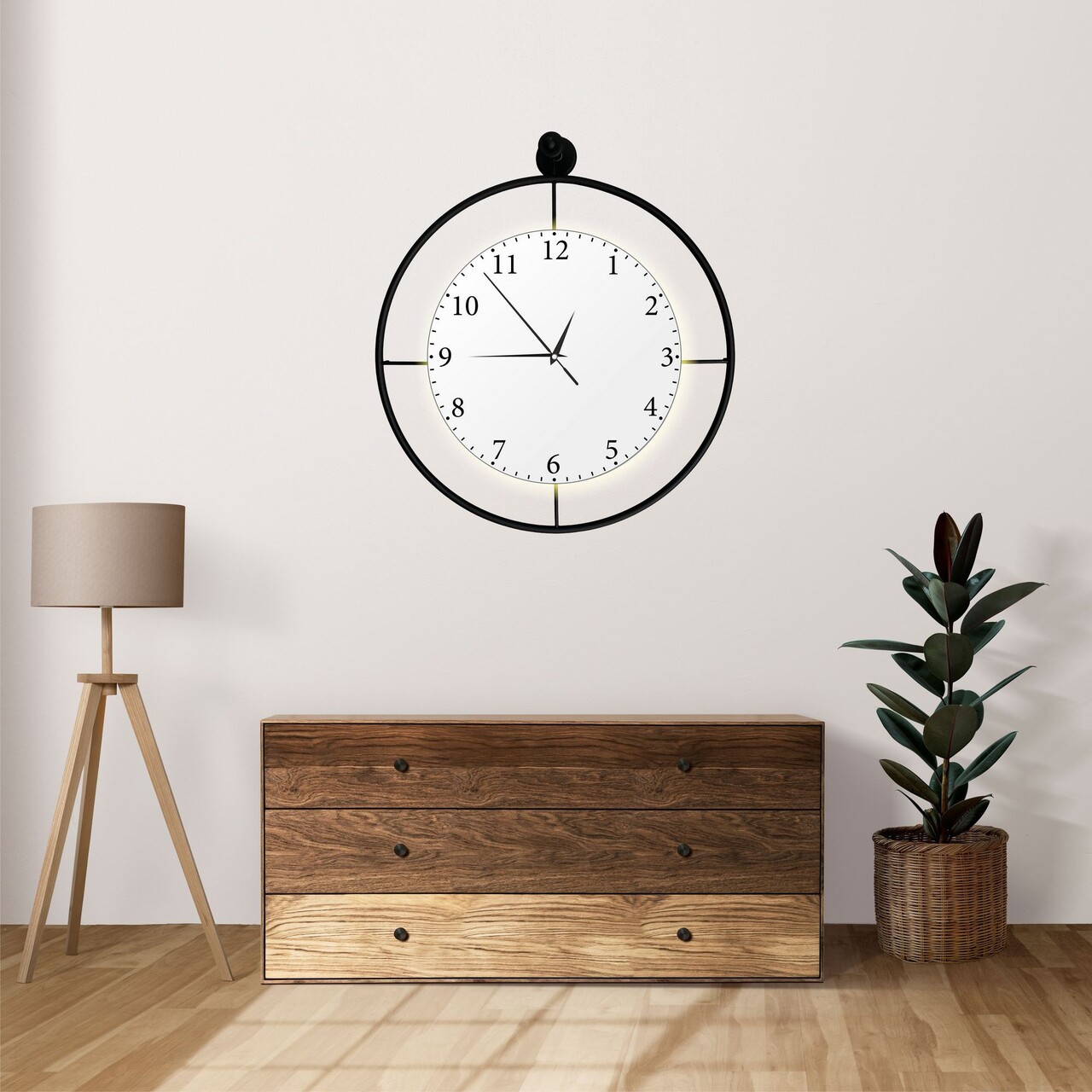 Ceas de perete, Mclock-00132, Lățime: 58 cm Înălțime: 65 cm Adâncime: 7 cm, Negru - view 3