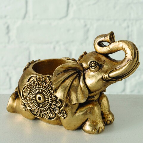 Suport pentru lumanari Elephant Tromina V1, Boltze, 12x8x10 cm, polirasina