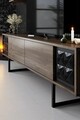 Comoda TV, Bexley, Black Line, 180x30x48 cm, PAL, Nuc / Negru
