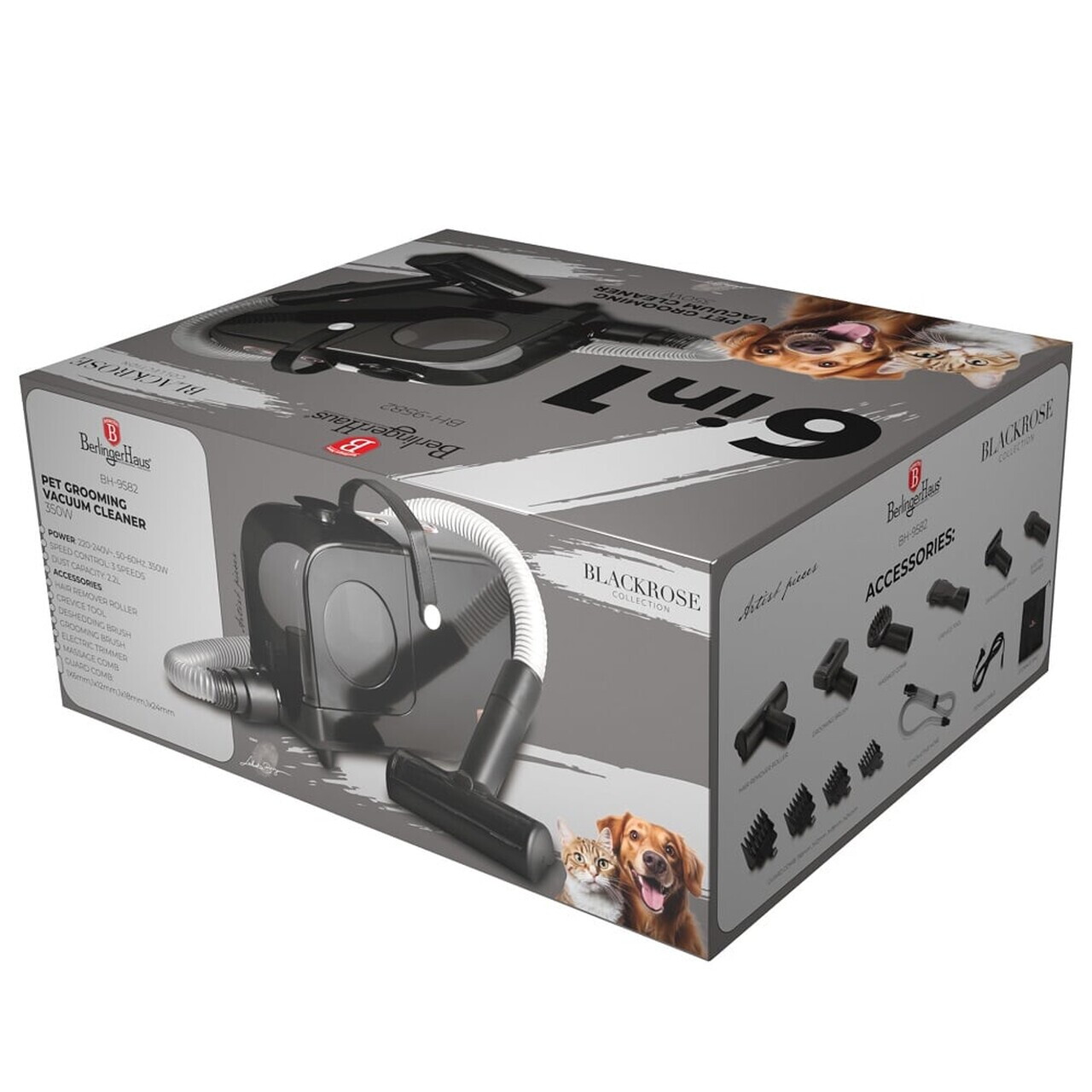 Aspirator pentru ingrijirea animalelor de companie Berlinger Haus, Black Rose, 350W, 2.2 L, negru - imagine 14