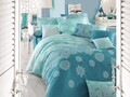 Lenjerie de pat dubla King (EU) Simay, Eponj Home, 3 piese, 260x220 cm, amestec bumbac, turcoaz