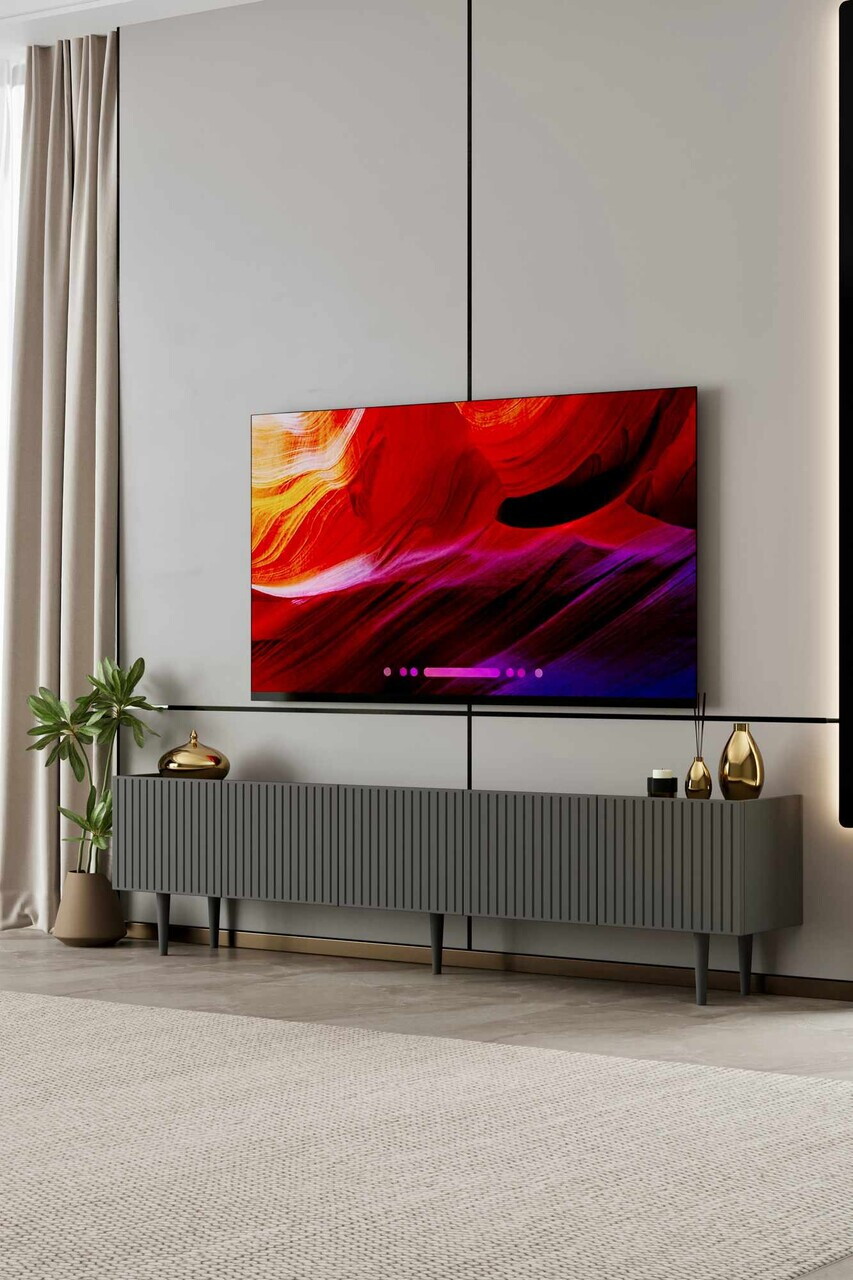 Comoda TV, Hanah Home, Capella 200, 200x50x29 cm, MDF, Gri - view 2