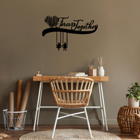 Decoratiune de perete, forever together, metal, dimensiune: 69 x 44 cm, negru