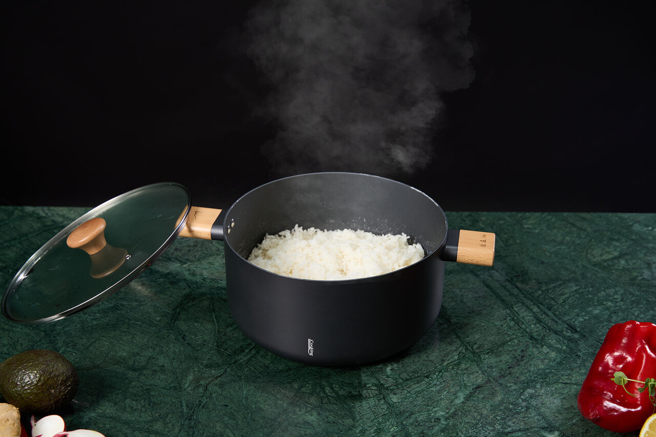 Oala cu capac, Samurai Gourmet by Rikito Watanabe si Cooking by Heinner, 28x14 cm, 7.8 L, aluminiu, negru/natur - imagine 10