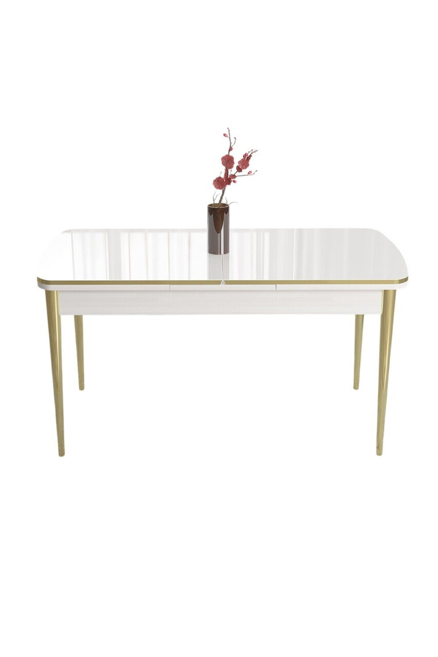 Masa extensibila, Hanah Home, Pale, 80x78x132 cm, Alb/Auriu — imaginea 2