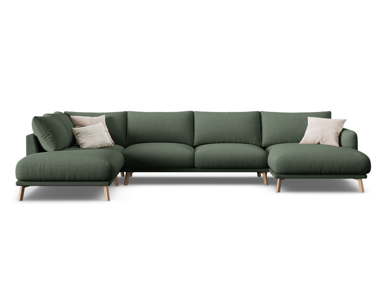 Coltar panoramic stanga 6 locuri, Naomi, Micadoni Home, 365x235x75 cm, tesatura structurata, verde muschi
