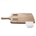 Platou servire si 2 boluri Mooka, Homla, 38.5x26 cm, lemn/portelan, natur/alb