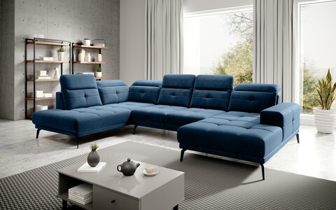 Coltar stanga 6 locuri ELTAP, LT-40LU, Bretan, 350x205x107 cm, lemn/poliester, albastru inchis