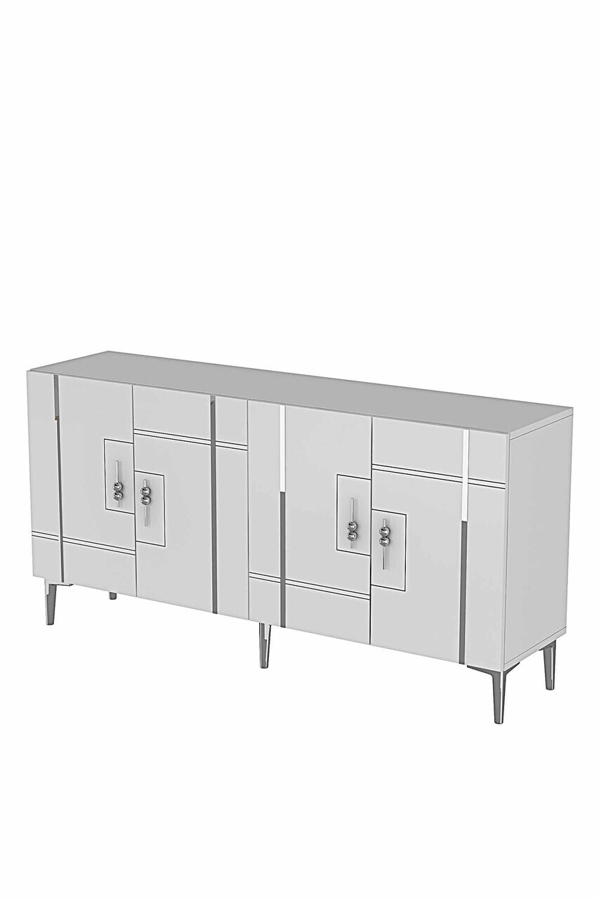 Consola, Hanah Home, Ilay 150, 150x75x32 cm, Alb / Argintiu — imaginea 5