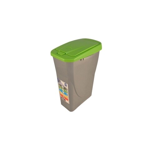 Cos de gunoi ECO BIN cu capac push, colectare selectiva, plastic, 25 L, verde