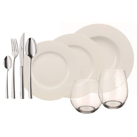 Set de masa 36 piese, villeroy   boch, wonderful world 4 friends, portelan, sticla cristal, inox