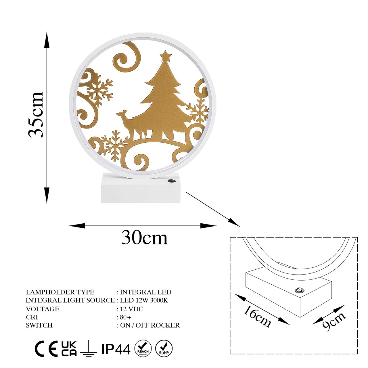 Lampa de masa, Shadow, 526SHD1141, Metal, Alb/Auriu
