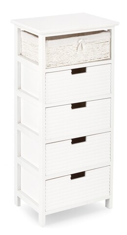 Comoda cu 5 sertare Leonie, Bizzotto, 40x29x90 cm, lemn de paulownia/MDF, alb