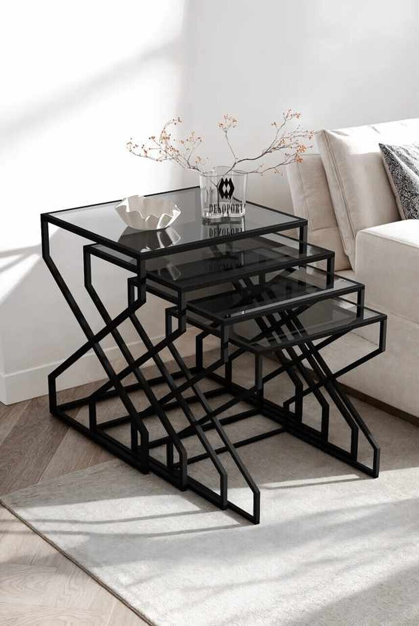 Set masute Nesting 4 piese, Hanah Home, Ela, Fumuriu — imaginea 2