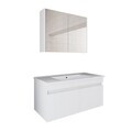 Set Dulap de Baie cu Chiuvetă și Oglindă (2 Piese), Hanah Home, 1328, MDF-LAM, Alb mat