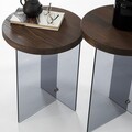 Set masute de cafea, Neostill, Serenity 2, Sticla temperata, Nuc / Gri închis
