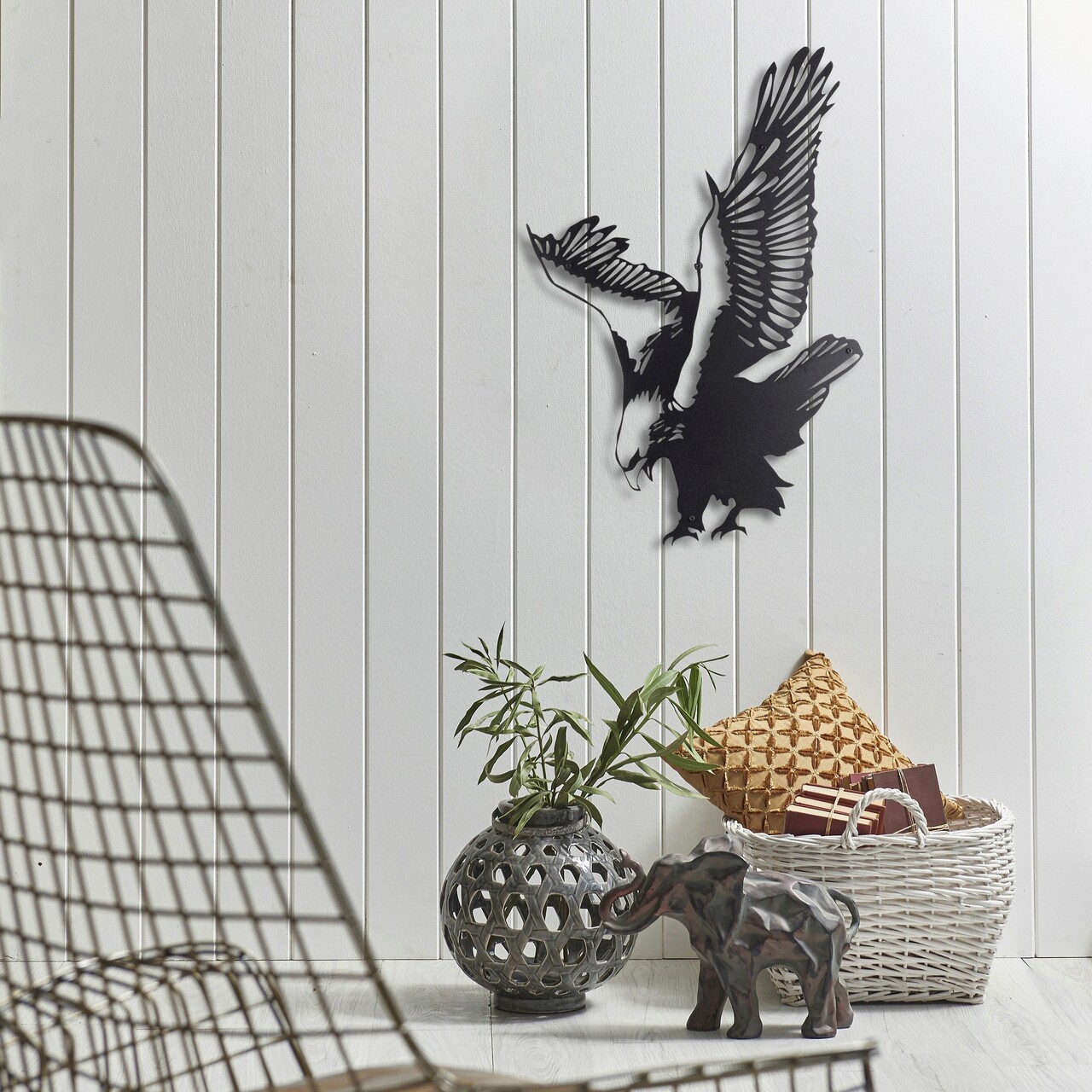 Poze Decoratiune de perete, Eagle, Metal, Dimensiune: 52 x 40 cm, Negru mezoni.ro 