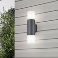 Aplica de perete pentru exterior Hoosic, TRIO, 8.5x11.8x33 cm, 28W, 2x E27, aluminiu/plastic, antracit
