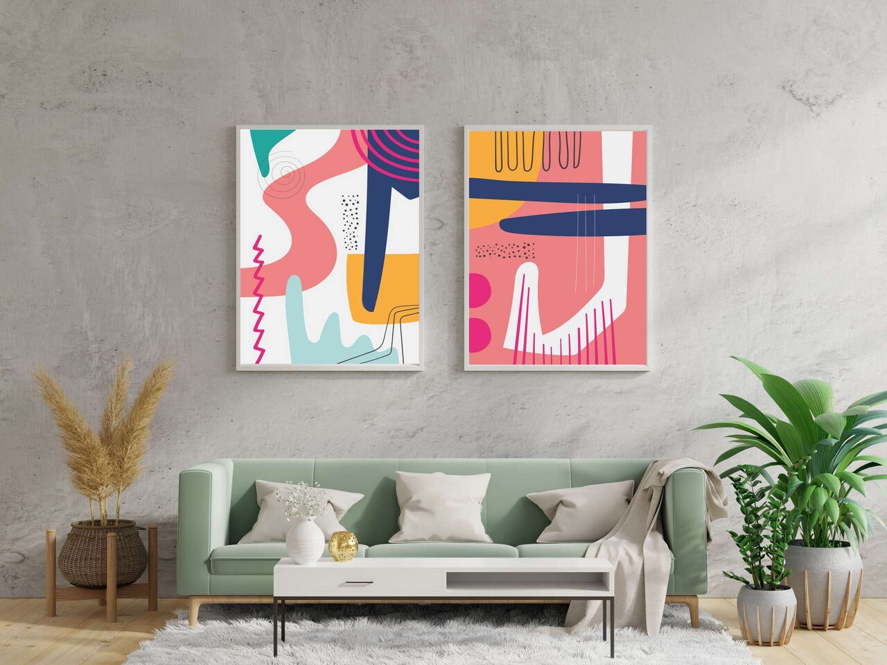 Set 2 tablouri decorative Mp2-00108 Imprimare digitala Multicolor