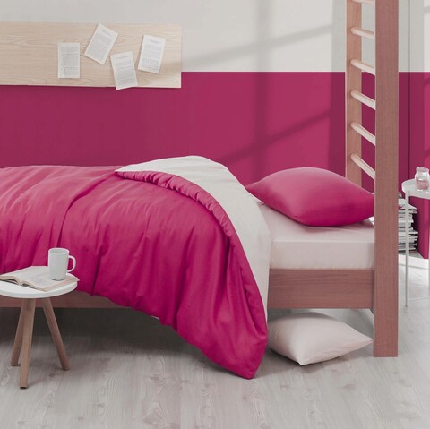 Lenjerie de pat pentru o persoana, mix - fuchsia, salmon, acasă enlora, 65% bumbac/35% poliester
