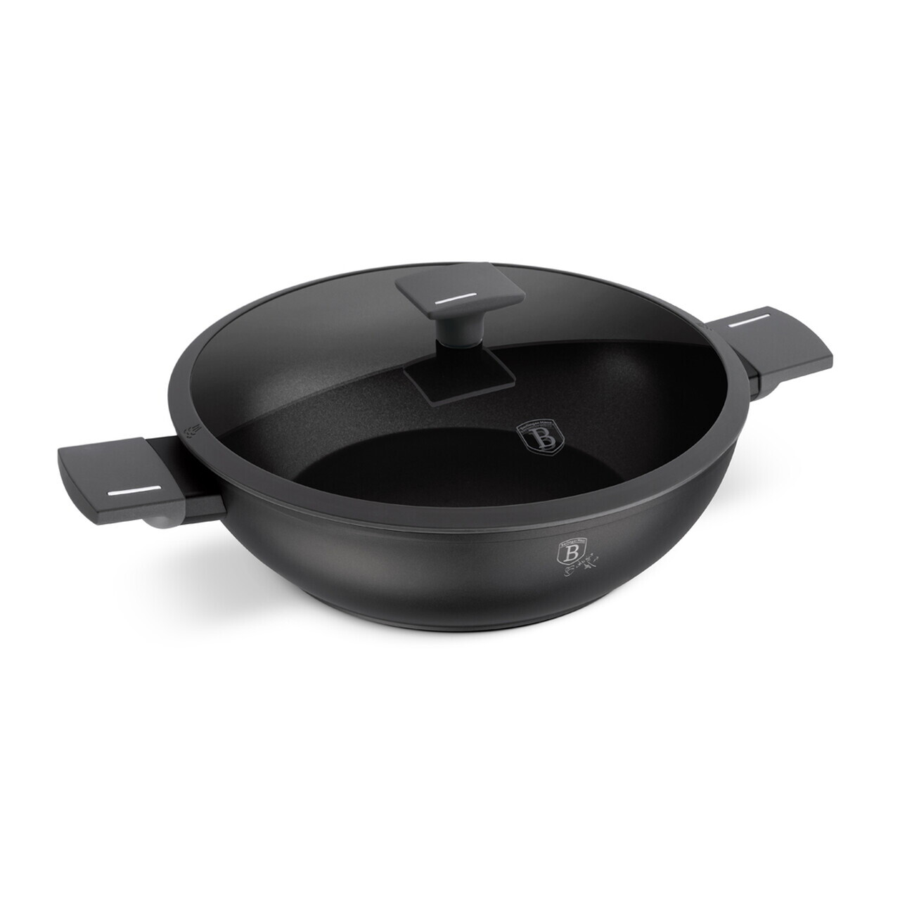 Tigaie Wok cu capac Berlinger Haus, Anthracite, 30 cm, aluminiu forjat, antracit mat - imagine 3