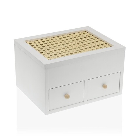 Cutie de bijuterii rattan, versa, 23 x 18 x 13.5 cm, , alb