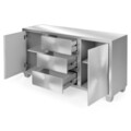 Comoda cu 2 usi + 3 sertare, Ariana, L.143 l.44 H.79, mdf/sticla, argintiu