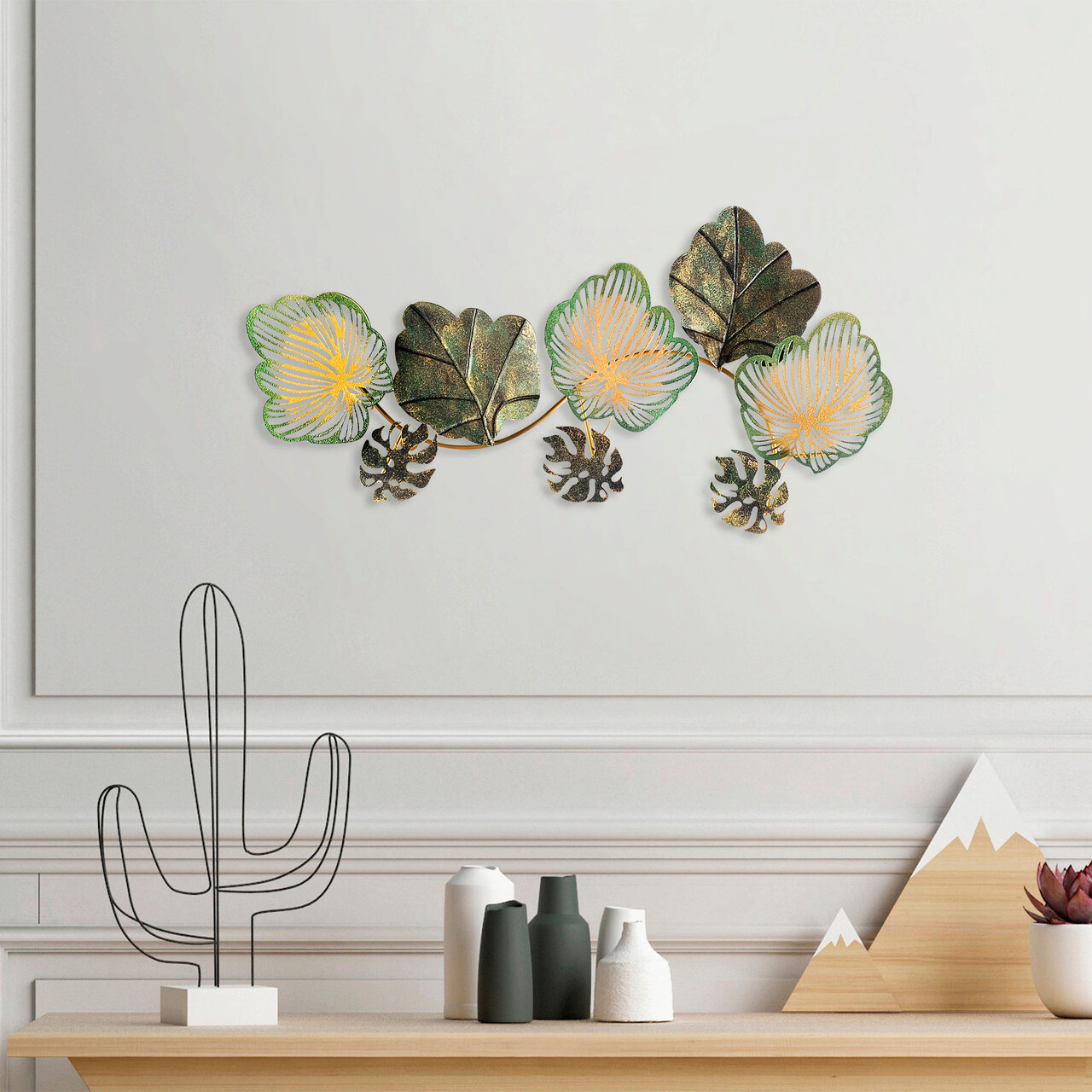 Decoratiune de perete, Zhoushan, Metal, Dimensiune: 80 x 7 x 40 cm, Multicolor - 2 | YEO