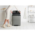 Cos de gunoi cu pedala, Brabantia, Bo Pedal, 60 L, 36.3x54.1x65.2 cm, otel, gri
