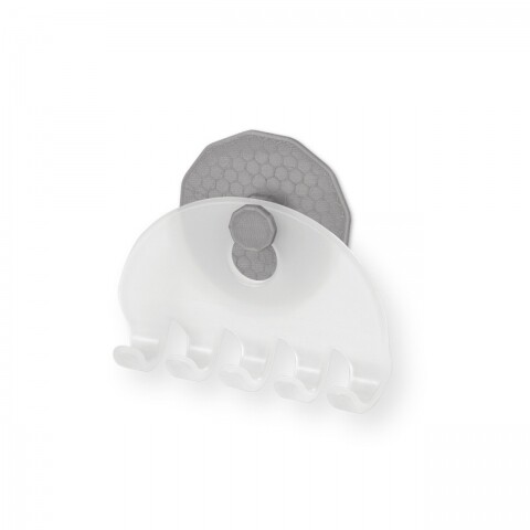 Suport auto-adeziv pentru periute de dinti Artic Frost, Metaltex, 11x9x3 cm, plastic, argintiu Metaltex