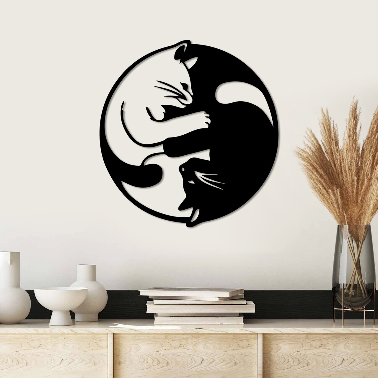 Decoratiune de perete, Cat 1, Dimensiuni: 54 x 56 cm, Negru — imaginea 2