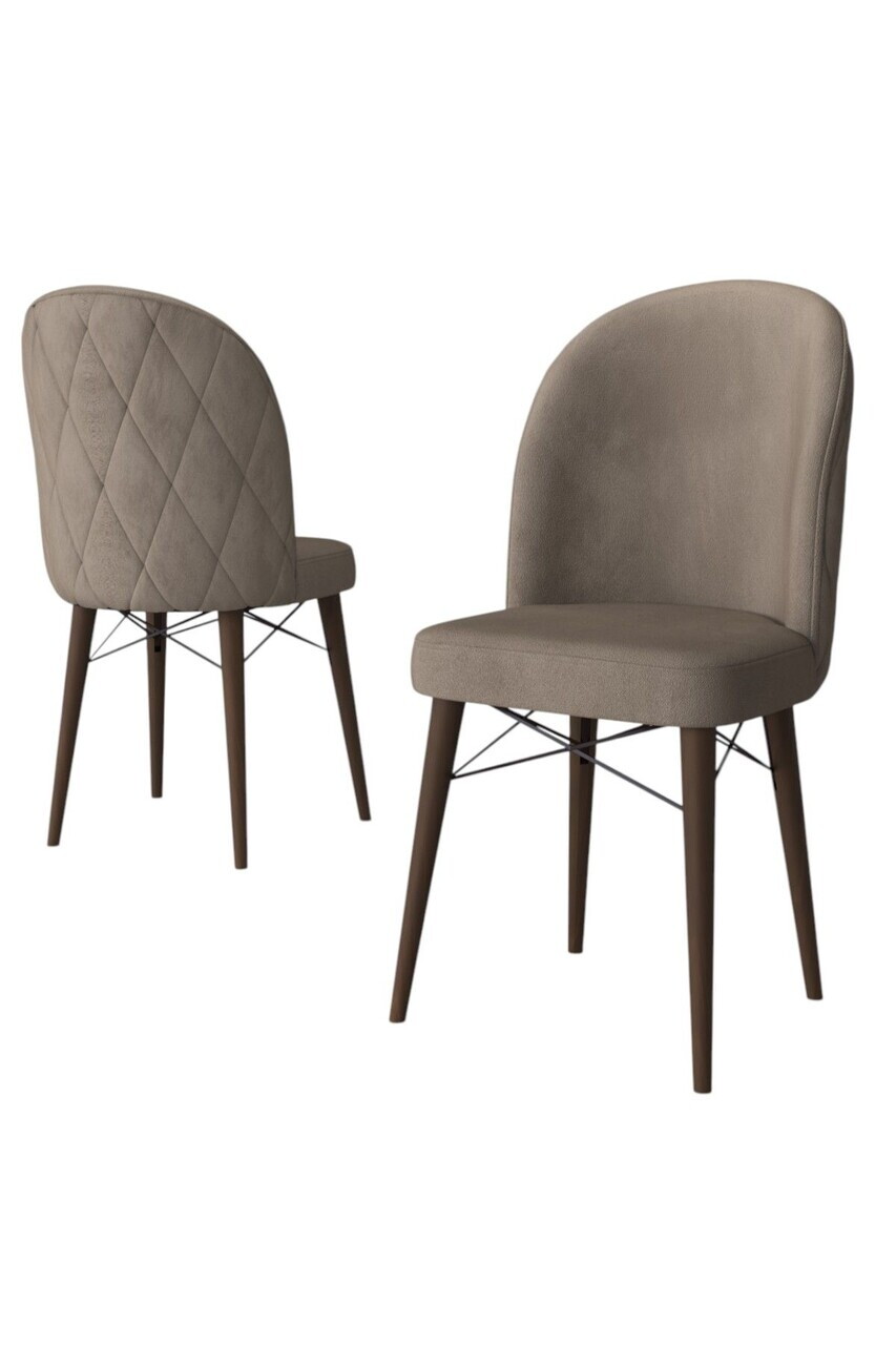 Set scaune 2 piese, Hanah Home, Bika, Cappuccino / Nucă — imaginea 2