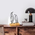 Decoratiune, Pingu, 26x8x17 cm, Metal, Lemn/Negru