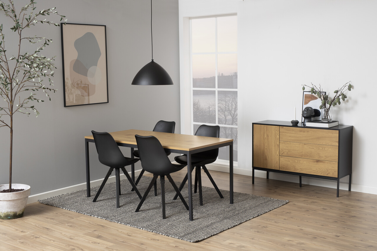 Scaun Dima, Actona, 48.5x55x85 cm, piele ecologica/lemn de cauciuc, negru - view 7