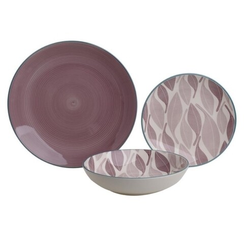 Serviciu de masa din ceramica glazurata, InArt, 18 piese, burgundy