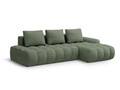 Coltar extensibil dreapta 3 locuri, Linz, Cosmopolitan Design, 275x142x84 cm, cotiera stanga, tesatura structurata, verde oliv inchis
