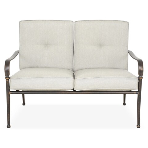 Canapea cu 2 locuri, Sorrento, L.125.8 l.84 H.91 cm, aluminiu, bronz/gri aluminiu