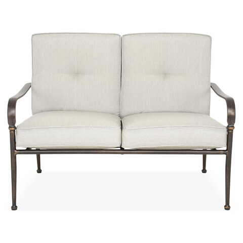 Canapea cu 2 locuri, Sorrento, 125.8x84x91 cm, aluminiu, bronz/gri