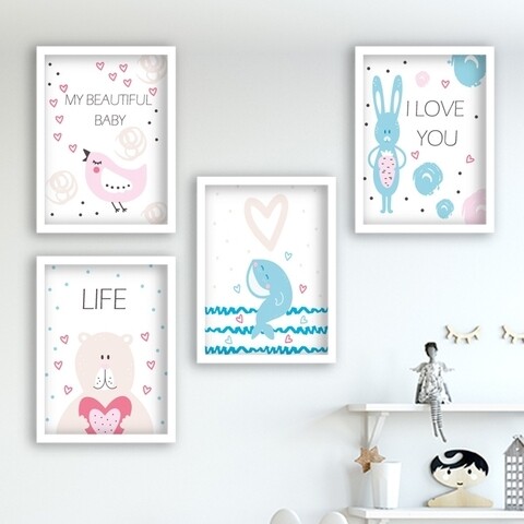 Set 4 tablouri decorative, SET_122, Lulu, 34×44 cm, plastic 34x44