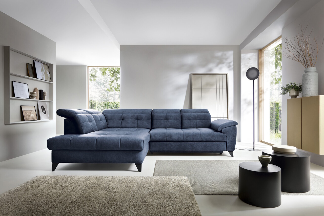 Coltar extensibil stanga 5 locuri ELTAP, LT-40AU, Inferne, 297x210x107 cm, lemn/poliester, albastru