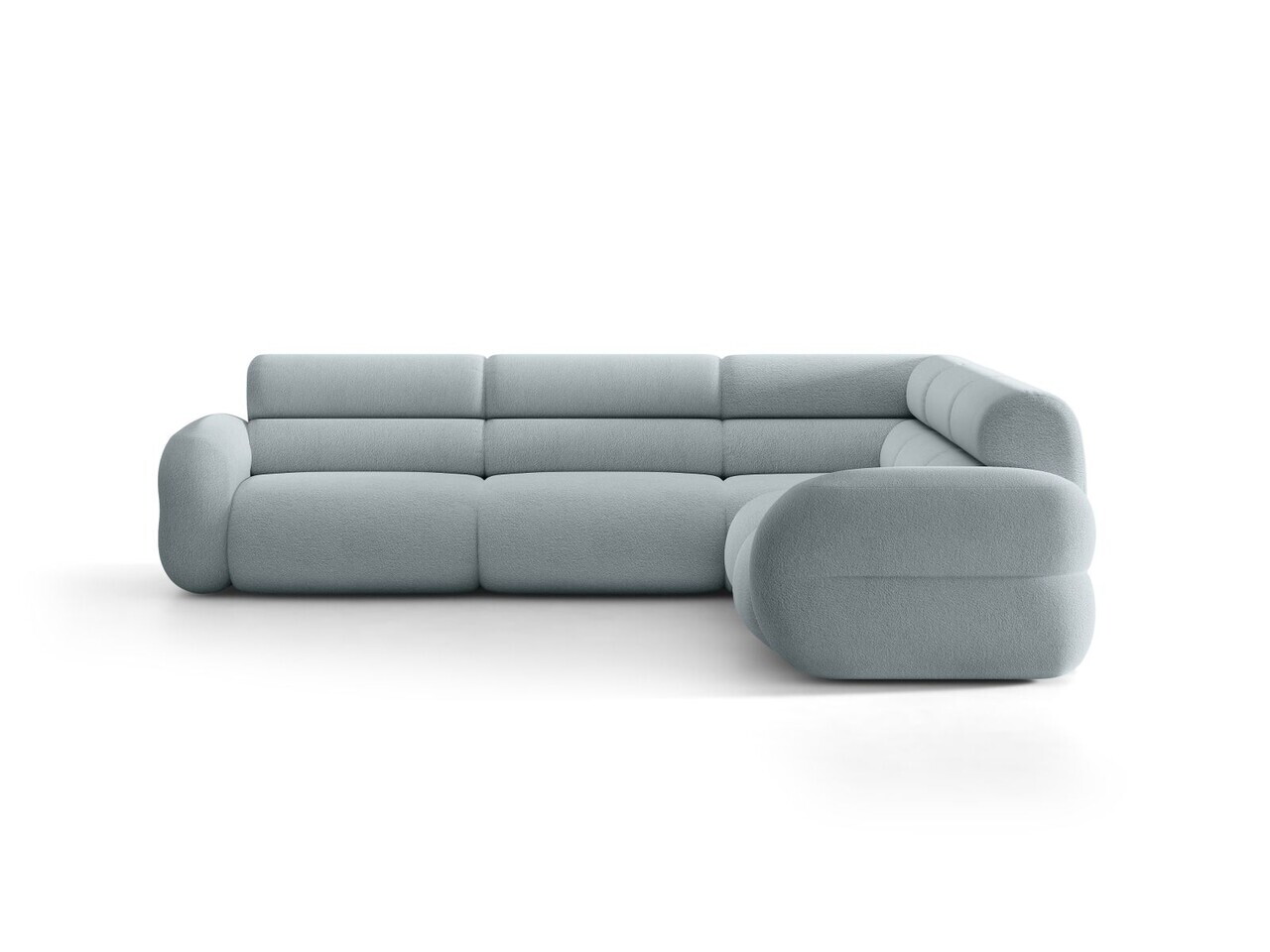 Coltar simetric 7 locuri, Neo, Micadoni Home, 295x295x83 cm, tesatura Boucle, albastru deschis
