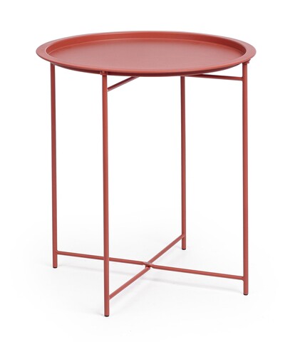 Masuta de cafea pentru gradina/terasa Austin, Bizzotto, pliabila, D46x52 cm, otel, invelis e-coating, finisaj mat, teracota
