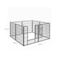 Tarc pentru caini din 8 panouri de fier, Feandrea, pliabil, 240x80x80 cm, gri