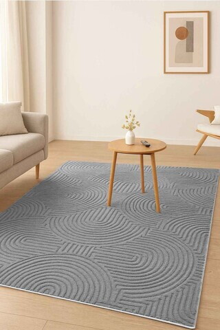 Covor, CLR-CARMEN-GRİ-HALI-51, 100x300 cm, Poliester, Gri