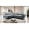 Coltar extensibil stanga 4 locuri ELTAP, LT-04VE, Noble, 255x201x100 cm, lemn/poliester, gri