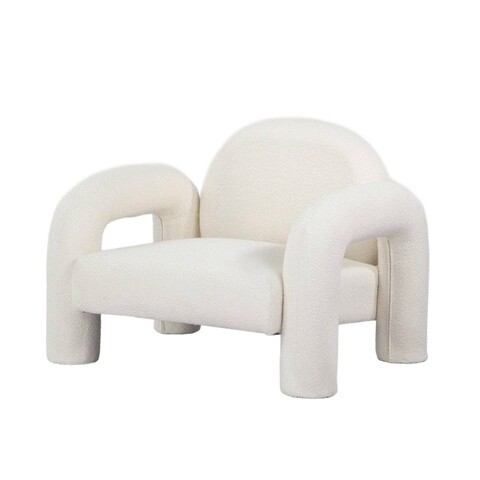 Fotoliu Sedia, Homla, 95x88x70 cm, metal/MDF/tesatura teddy boucle, ecru
