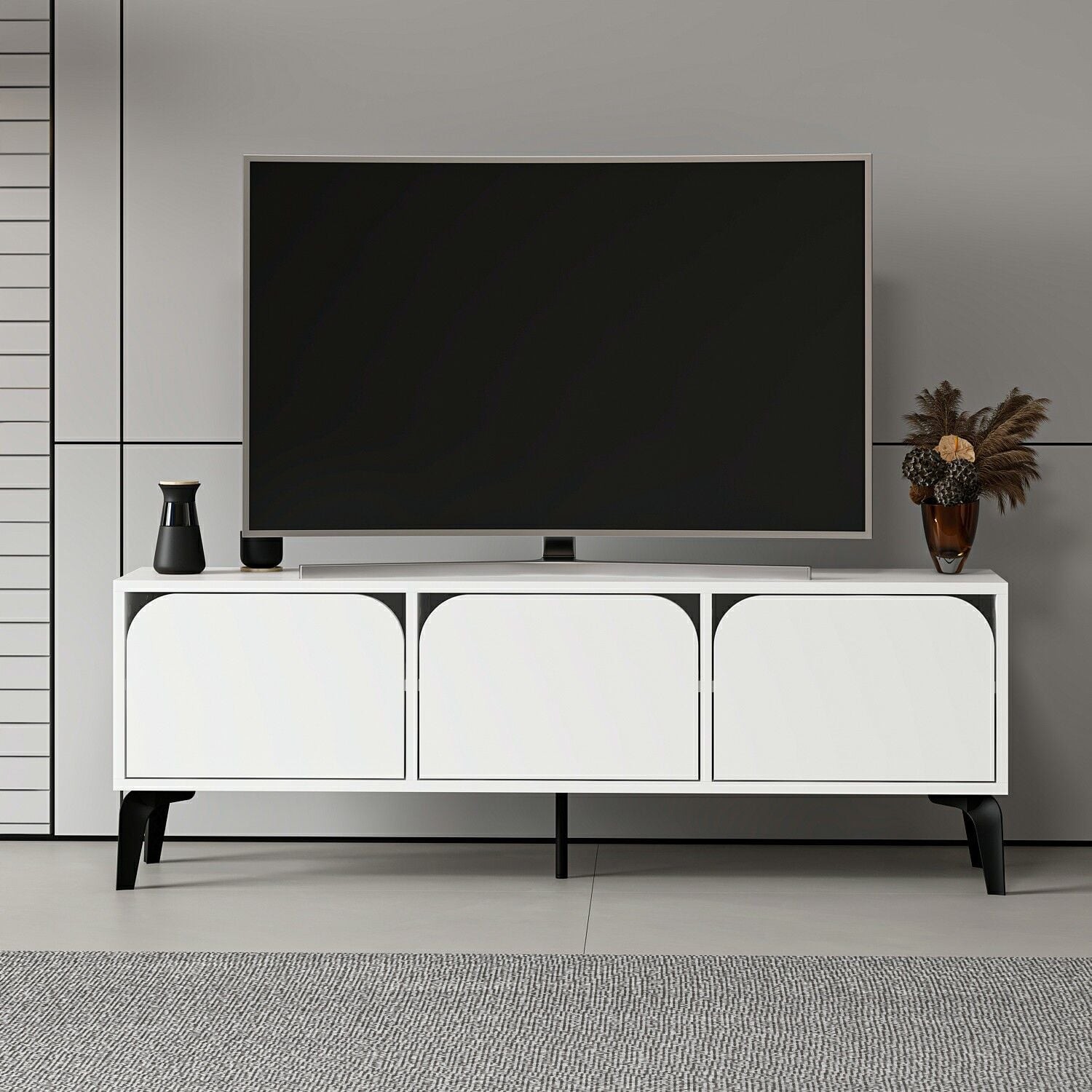 Comoda TV, Hanah Home, Lora, 140x49x30 cm, Alb