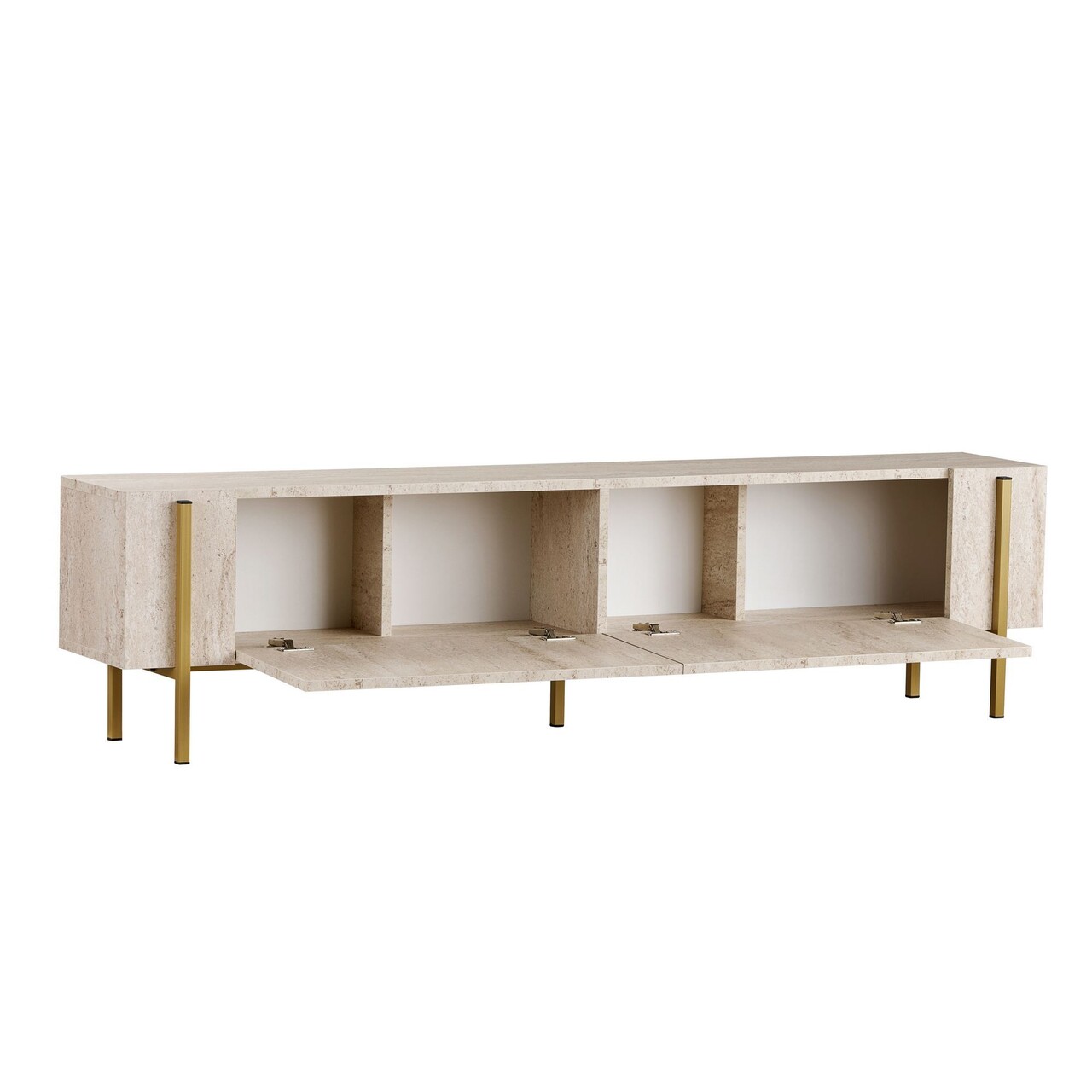 Comoda TV, Hanah Home, Nexus, 180x30x45 cm, Travertin / Auriu - imagine 4