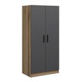 Dulap pentru haine, Minerva, Kale Anthracite Oak, 90x210x52 cm, PAL, Antracit / Stejar